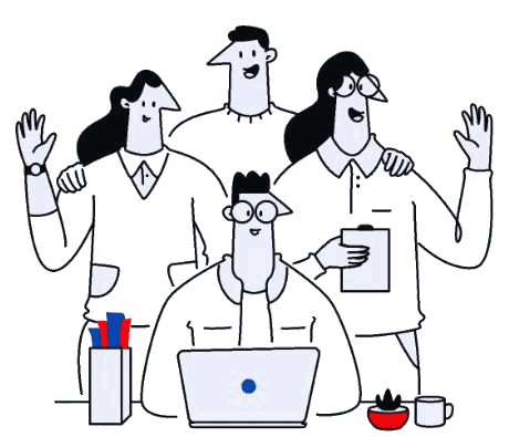 A team of freelancers waving hello