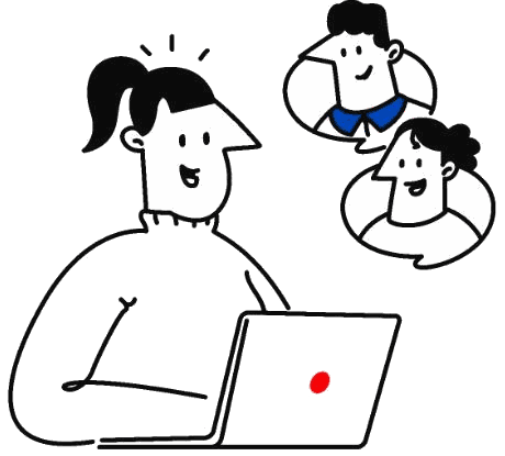 A freelancer chatting with clients